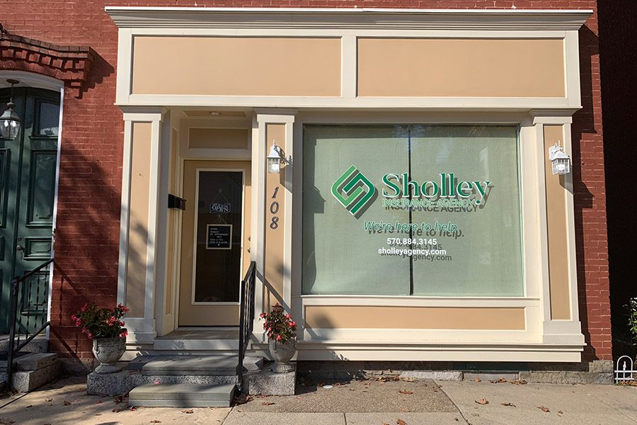 Selinsgrove, PA Insurance - Office Building with Sholley Insurance Agency on Window