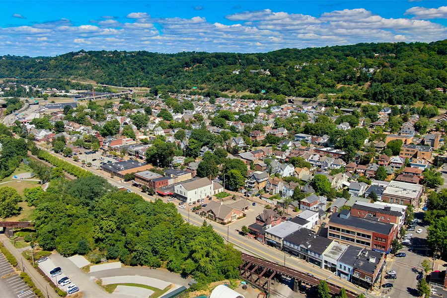 Mifflinburg, PA - Aerial Shot of a Small Town in Pennsylvania