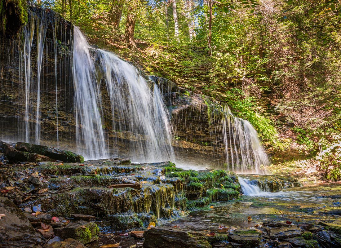 Bloomsburg, PA - Beautiful Waterfall at Ricketts Glen State Park, in Columbia, Luzerne, and Sullivan Counties in Pennsylvania